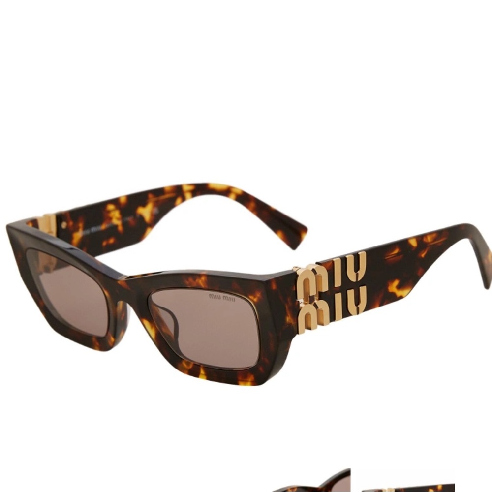 Miu Miu Tortoiseshell Cat Eye Sunglasses with Gold Logo
